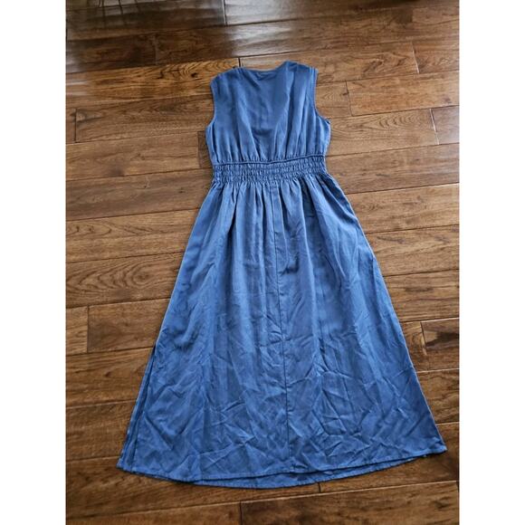 Grace Karin V-Neck Sleeveless Elastic Waist Maxi Linen Blend Dress Size M EUC - Picture 2 of 10